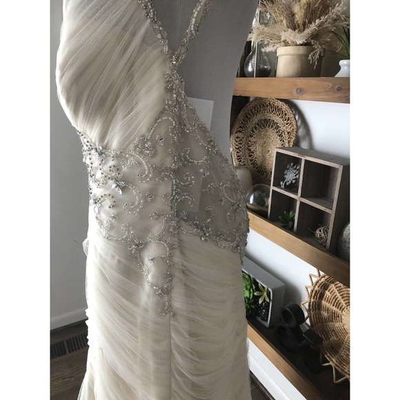 Essence of Australia size 10 French Tulle Satin Diamante mermaid Wedding Dress - Picture 8 of 12